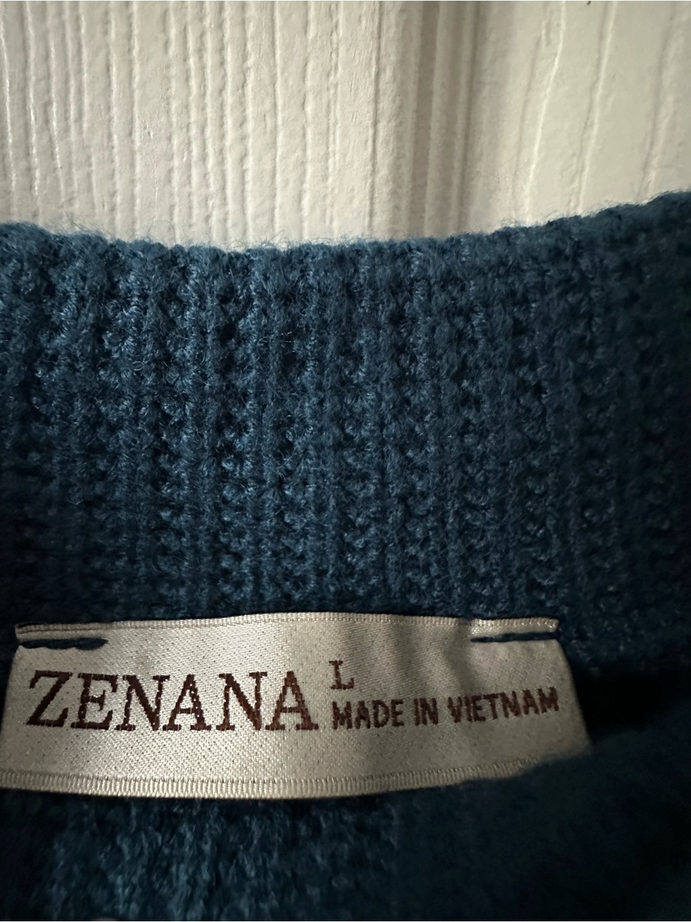 206 NWT Zenana Navy Teal Mock Neck Sweater 2 Piece Set Wide-Leg - Large - Picture 4 of 4